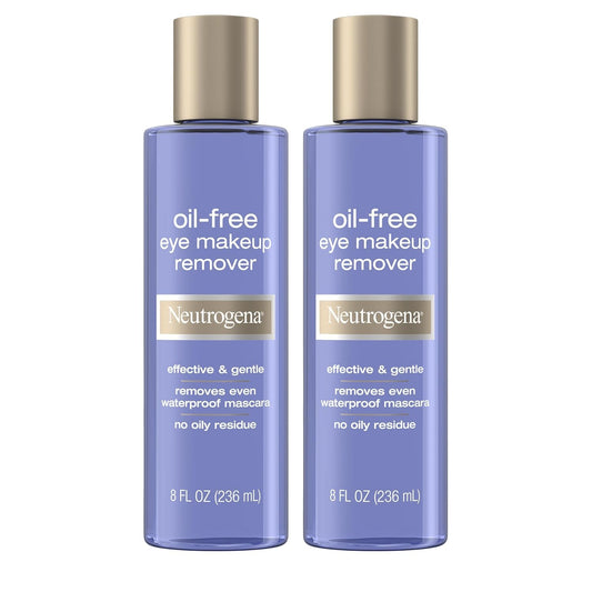 Neutrogena Oil-Free Eye Makeup Remover & Cleanser, Gentle & Non-Greasy Makeup Remover for Waterproof Mascara, Twin Pack, 8 Fl Oz (Pack of 2)