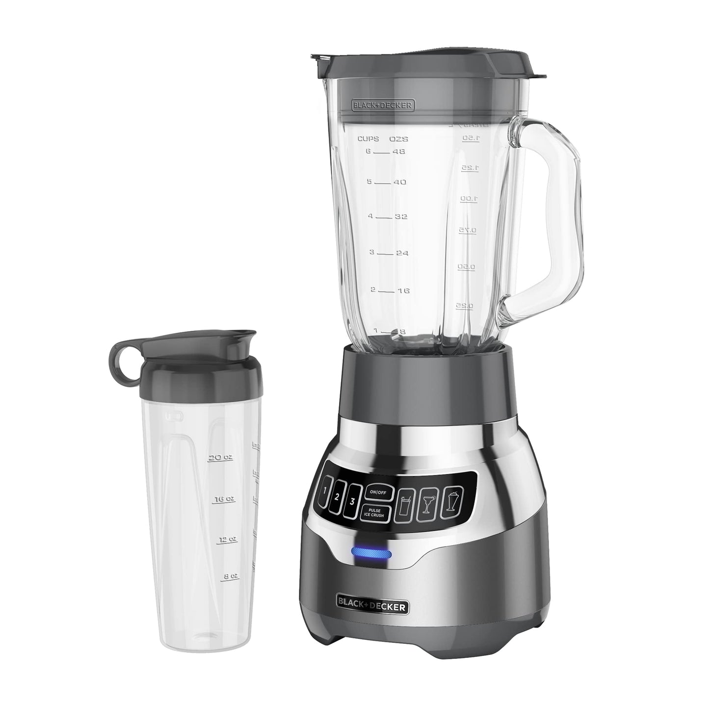 BLACK+DECKER PowerCrush Digital Blender with Quiet Technology, Stainless Steel, BL1300DG-T