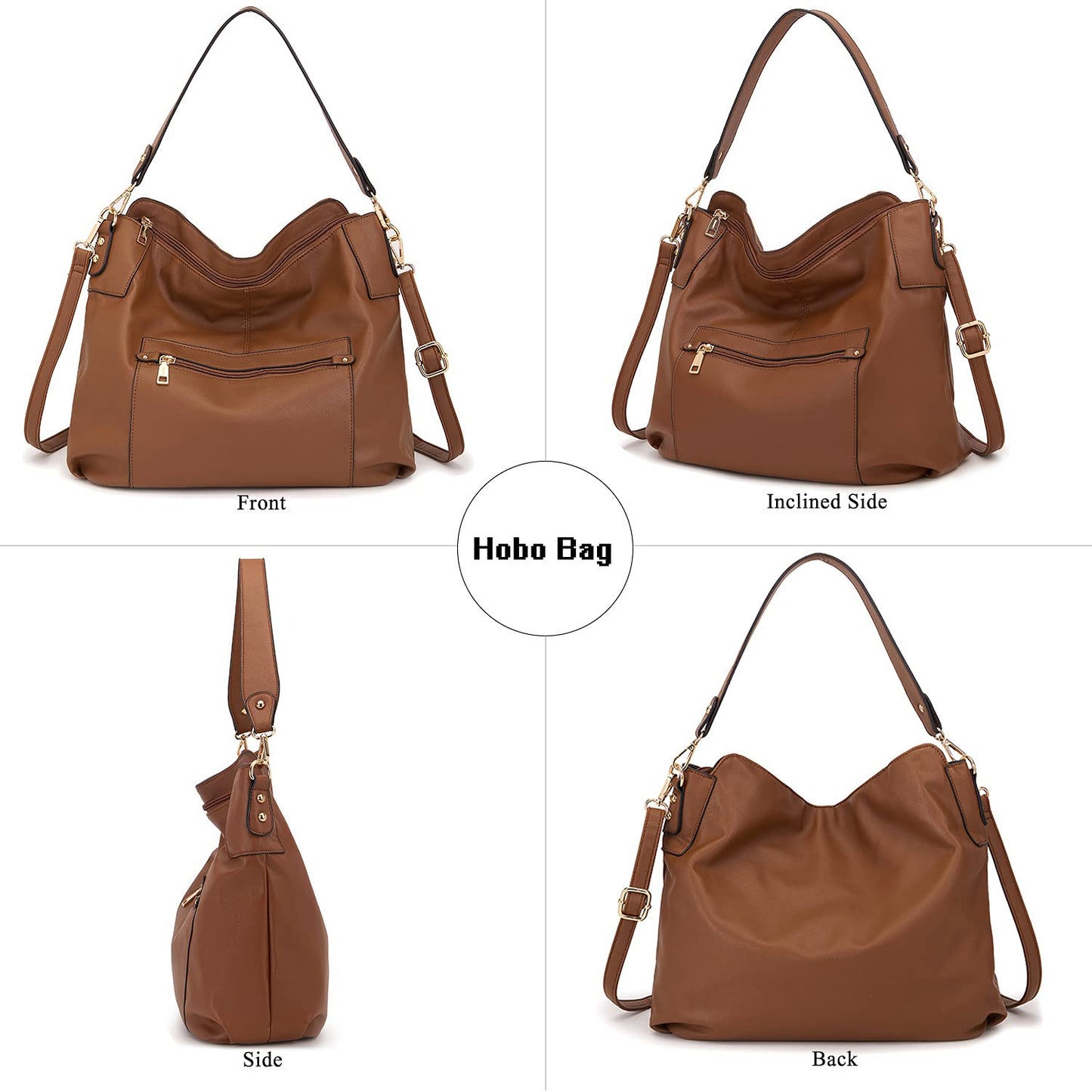 Bolsos cruzados grandes, bolsos de hombro para mujer, conjunto de monedero y billetera para mujer, bolsos tipo tote, bolsos tipo hobo, color marrón