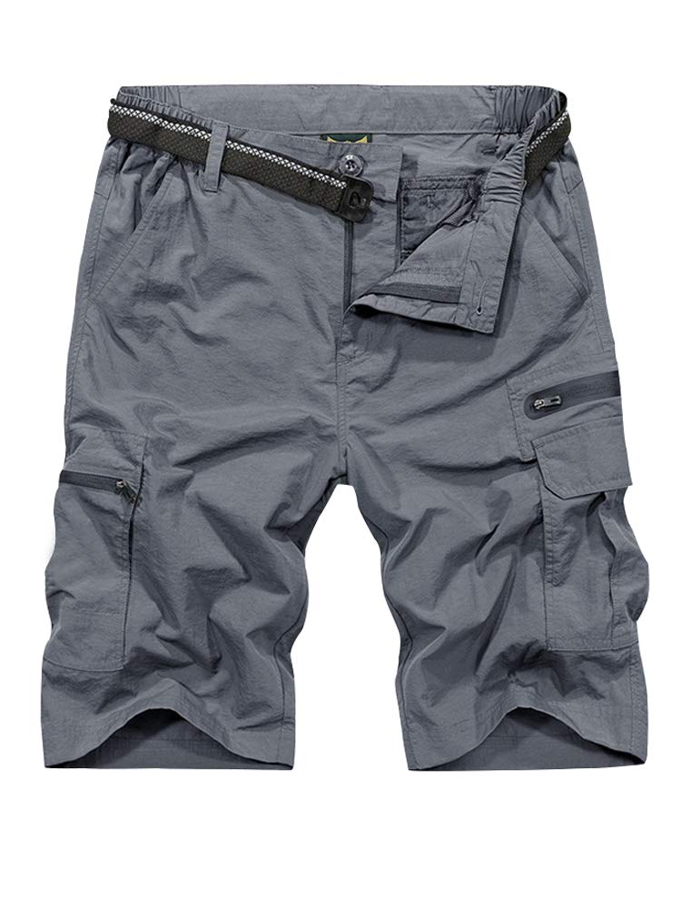 Jessie Kidden Mens Outdoor Casual Elastic Waist Lightweight Water Resistant Quick Dry Fishing Hiking Shorts (6222 Grey 36)