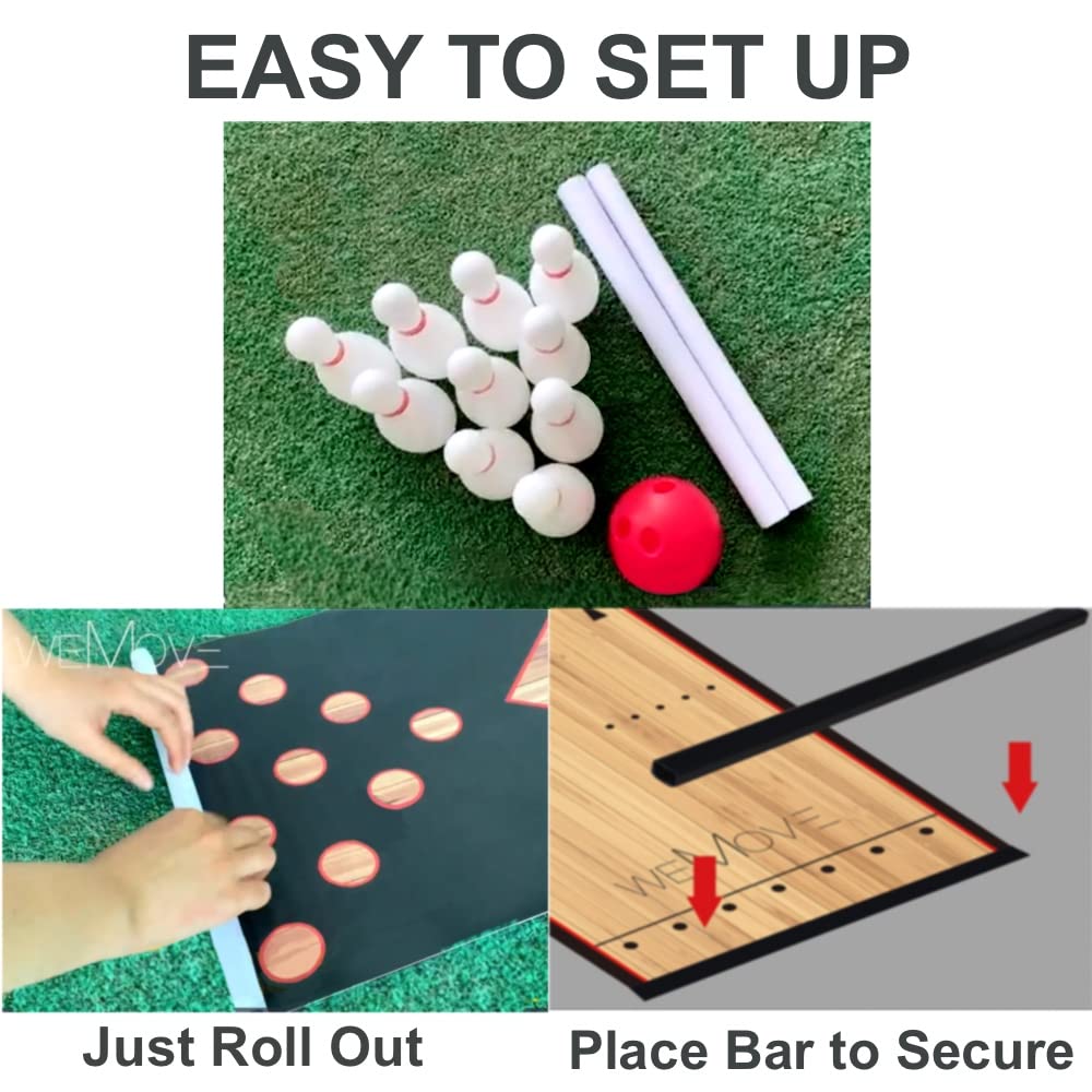 Mini Kids Bowling Set – Bowling Pins & Ball Game Set – Full Bowling Alley Games Toys & Score Cardfor Kid Age 5+ & Adult – Home Indoor Outdoor Backyard Lawn Yard (10 Pins, 1 Ball, 1 Lane Mat)