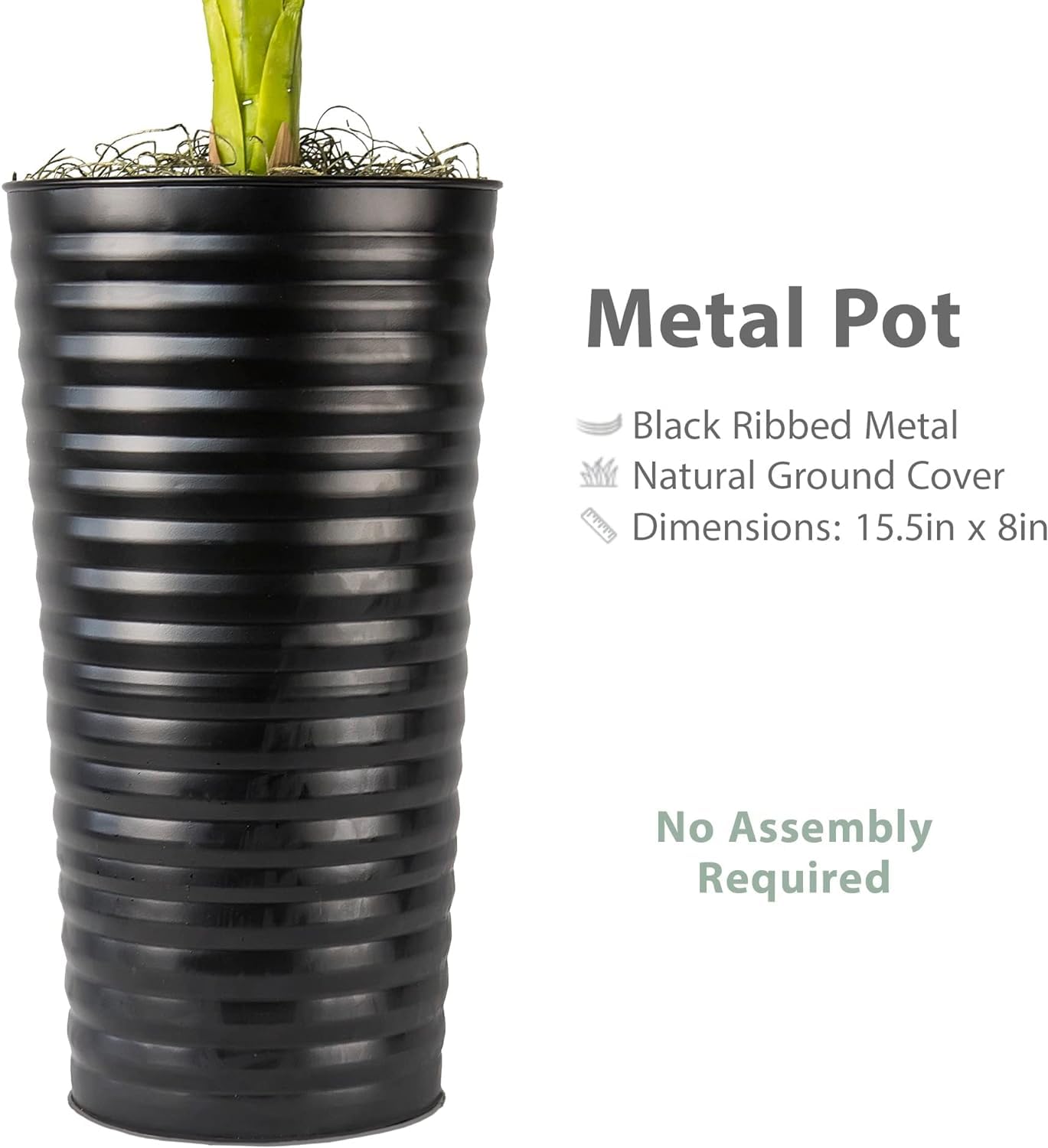 LCG Florals 4FT Artificial Palm Plant in Black Ribbed Metal Pot – Natural, Lifelike Foliage & Stems – Faux Indoor Tree or Fake House Plant for Décor at Home, Office, Living Spaces