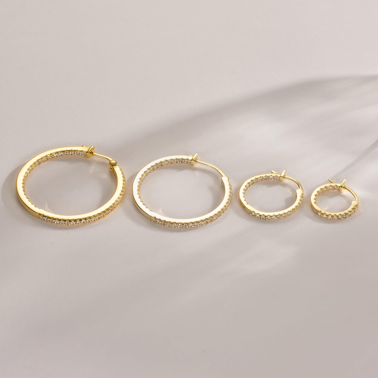 MOMELF - Pendientes hipoalergénicos de oro de 14 quilates para mujer, aros de circonita cúbica de 20 mm, ideales para orejas sensibles