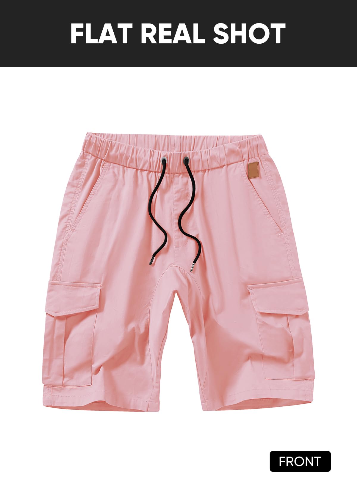 JMIERR Pantalones cortos cargo casuales para hombre - Pantalones cortos de playa de verano de algodón elásticos con cordón de color rosa, pantalones cortos chinos de sarga con 6 bolsillos para hombres, 2XL