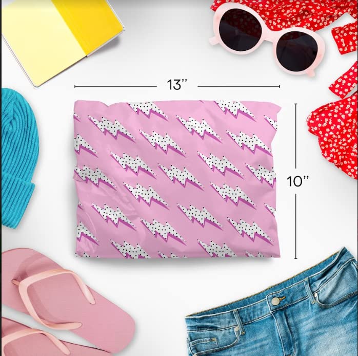 Package Mint 10x13 Poly Mailers 100 Pack | Waterproof & Tear Resistant Mailing Envelopes | Small Business Supplies | Shipping Bags for Clothes | Cute Small Business Bags - Lightning Bolt