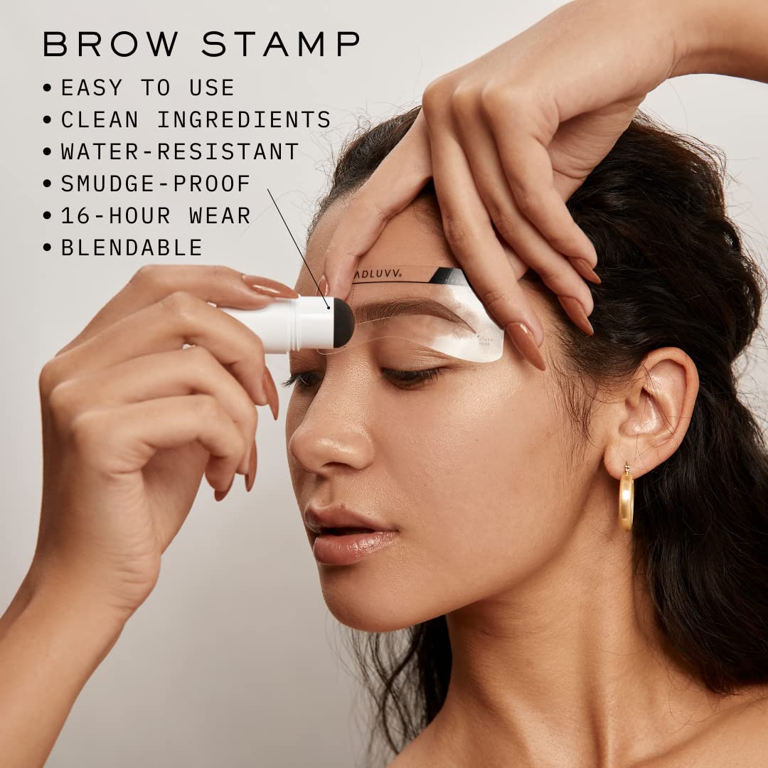 MADLUVV Eyebrow Stencil Kit - Easy-to-Use, Natural Look, 6 Popular Shapes, Used by Professionals - Includes Stamp, Stencils, Spoolie, and Travel Bag (Blonde)