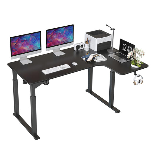 Dripex Standing Desk, 63 x 43 Inch L Shaped Desk, Electric Height Adjustable Dual Motor Sit Stand Desk, Corner Stand Up Desk, Large Computer Workstation for Home Office with 4 Stable Legs