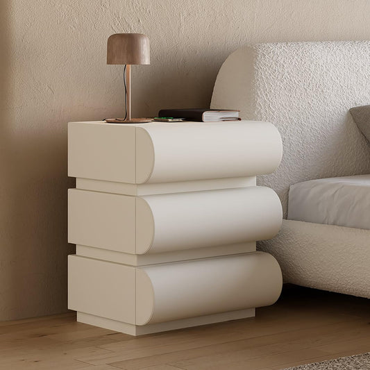 homary Smart Nightstand with Drawers Modern White Leather Nightstands with Wireless Charger Bedside Table