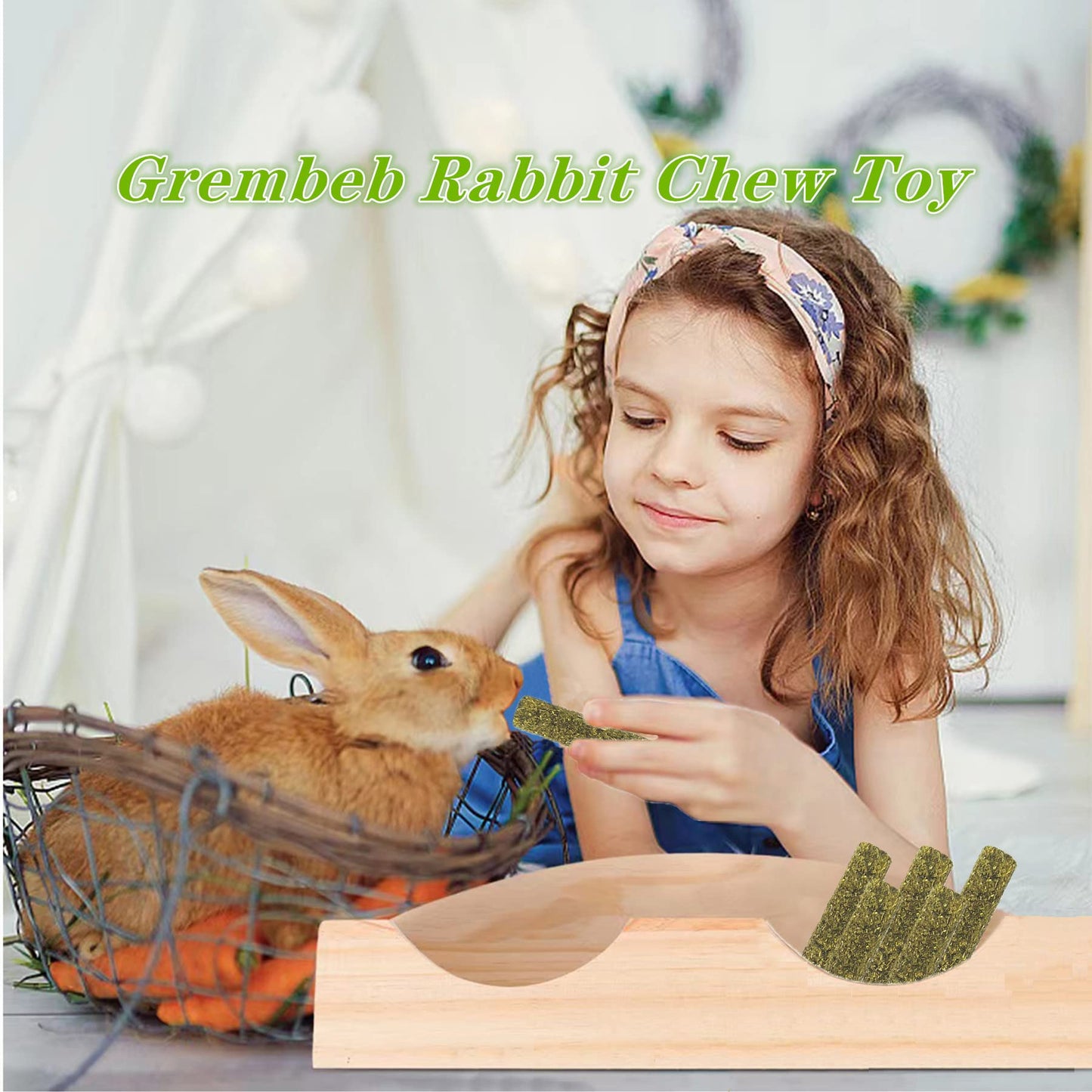 GREMBEB 58PCS Rabbit Toys,58Pcs Timothy Hay Stick for Guinea Pig Toy Bunny Chew Toys for Teeth Grinding Hamster Alfalfa Bite Treat Rabbit Molar Food