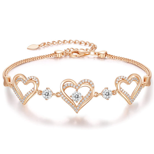 Pulsera de eslabones con dije de corazón Forever Love de CDE para mujer, pulsera de plata de ley 925 con piedra natal, regalo para el día de la madre, aniversario, cumpleaños, joyas, regalos para mujeres, esposas y novias