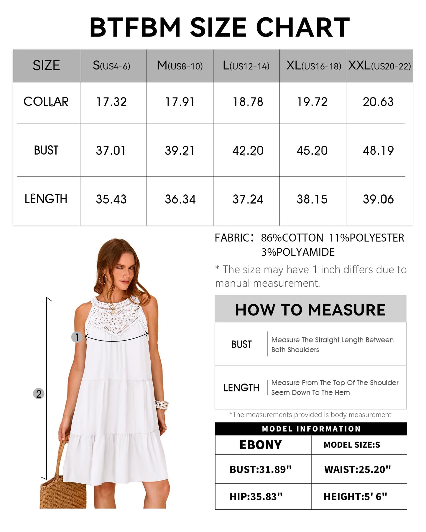 BTFBM Women Sleeveless Halter Dresses Casual Hollow Out A-Line Tiered Swing Sundress 2024 Spring Summer Beach Mini Dress(Solid White, Small)