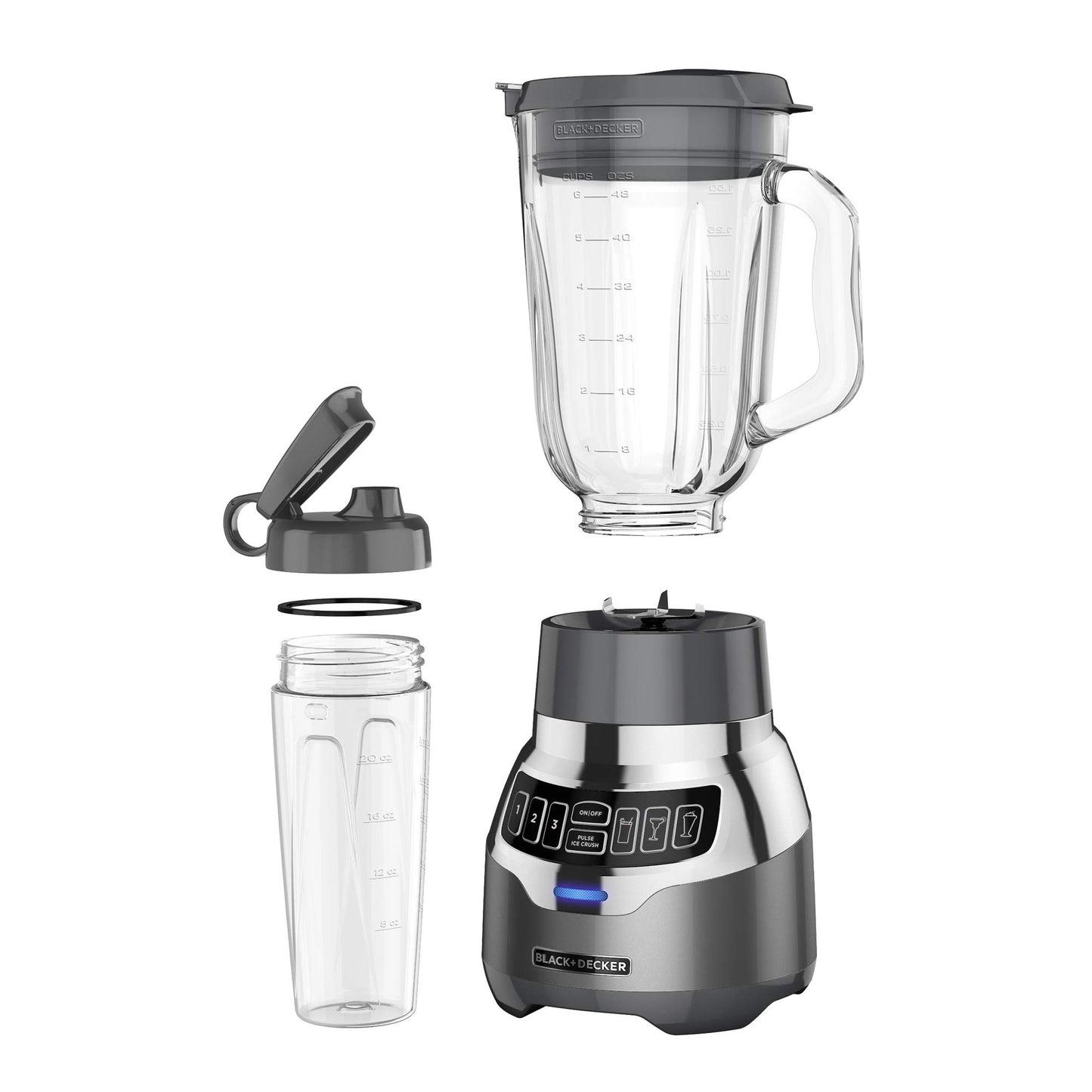 BLACK+DECKER PowerCrush Digital Blender with Quiet Technology, Stainless Steel, BL1300DG-T