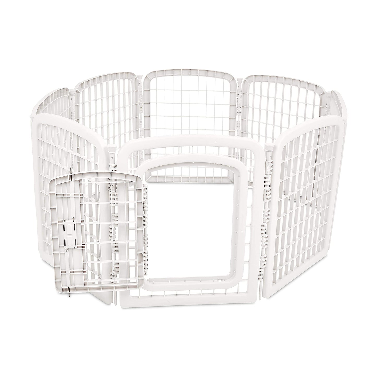 Amazon Basics 8-Panel Octagonal Plastic Pet Pen Fence Enclosure with Gate