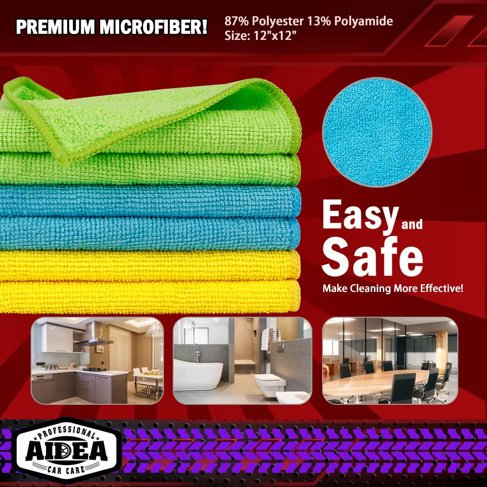 AIDEA Microfiber Cleaning Cloths-50PK, Premium All-Purpose Car Cloth, Dusting Cloth Cleaning Rags, Gift-12×12"