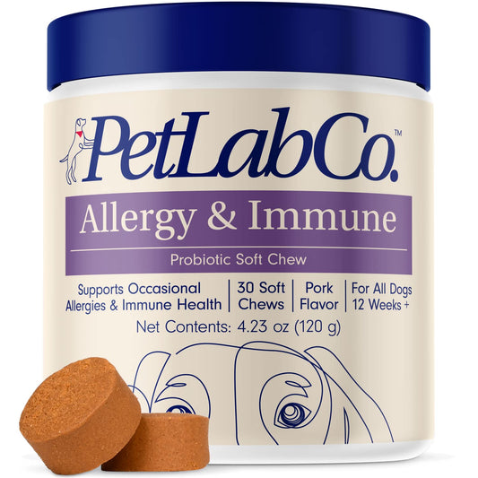 PetLab Co. Allergy & Immune Probiotics for Dogs, Support Seasonal Allergies, Gut & Digestive Health - Pork Flavor