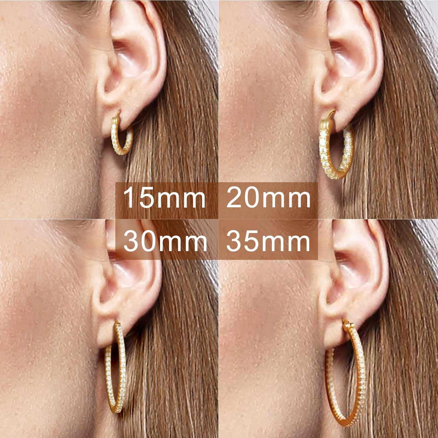 MOMELF - Pendientes hipoalergénicos de oro de 14 quilates para mujer, aros de circonita cúbica de 20 mm, ideales para orejas sensibles