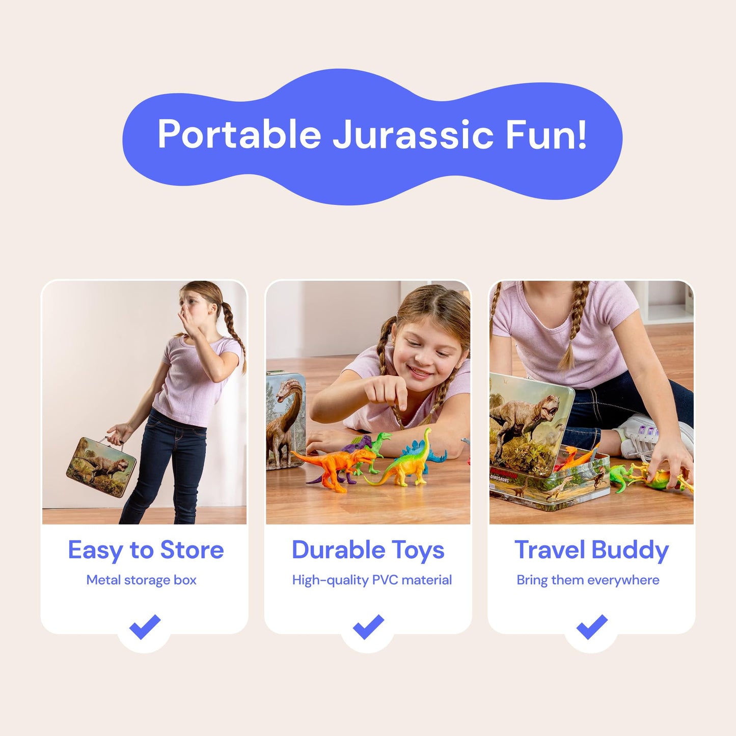 PLAYVIBE Dinosaur Toys for Kids 3-5 – 12 Realistic Small Dinosaur Figures with Storage Box – Dinosaur Toys for Kids 5-7 – Toddler Boy Dino Toys