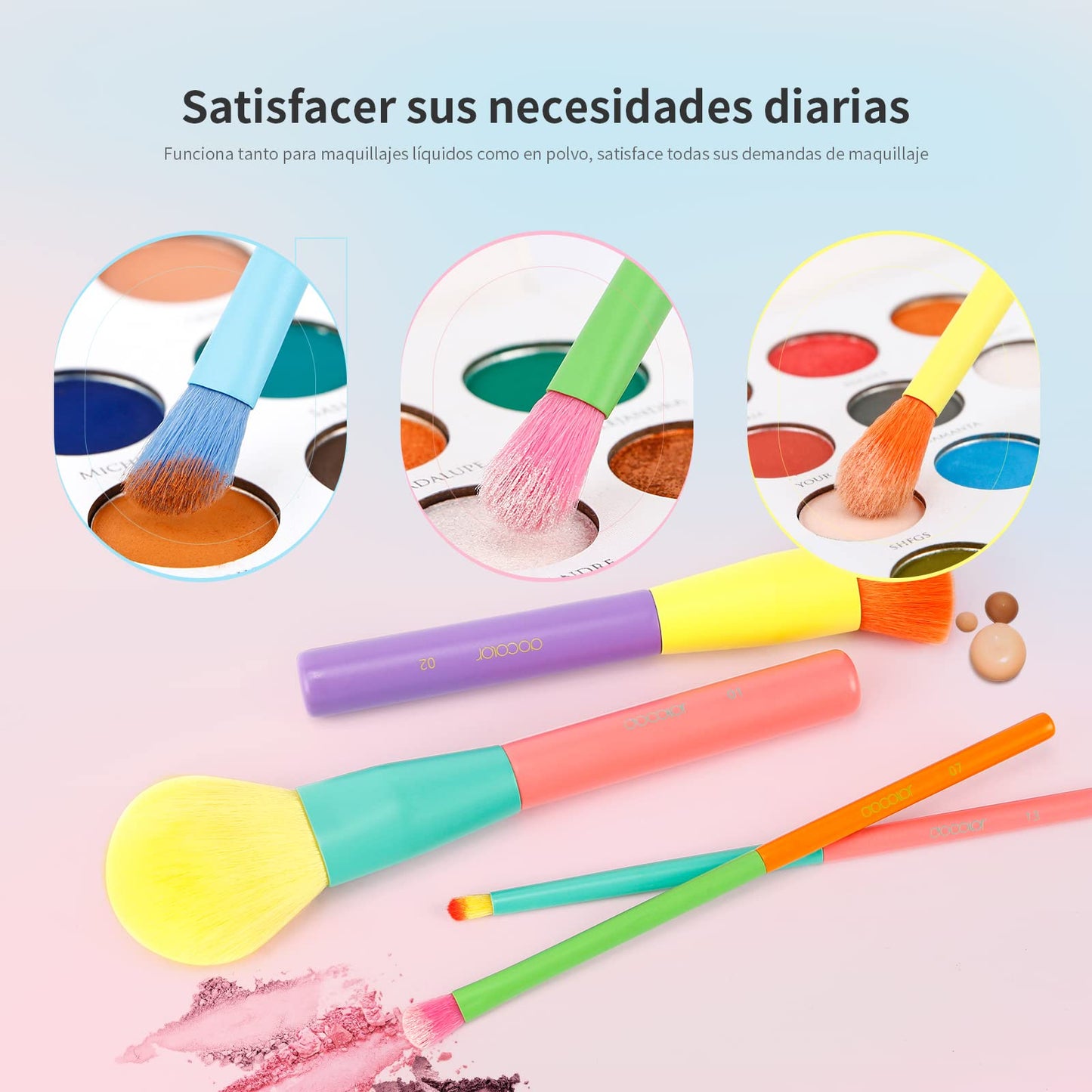 Docolor - Juego de 15 brochas de maquillaje de colores, regalo prémium, brochas sintéticas para maquillaje, polvos faciales, base, contorno, rubor, correctores, sombras de ojos, juego de brochas de maquillaje - Dream of Color