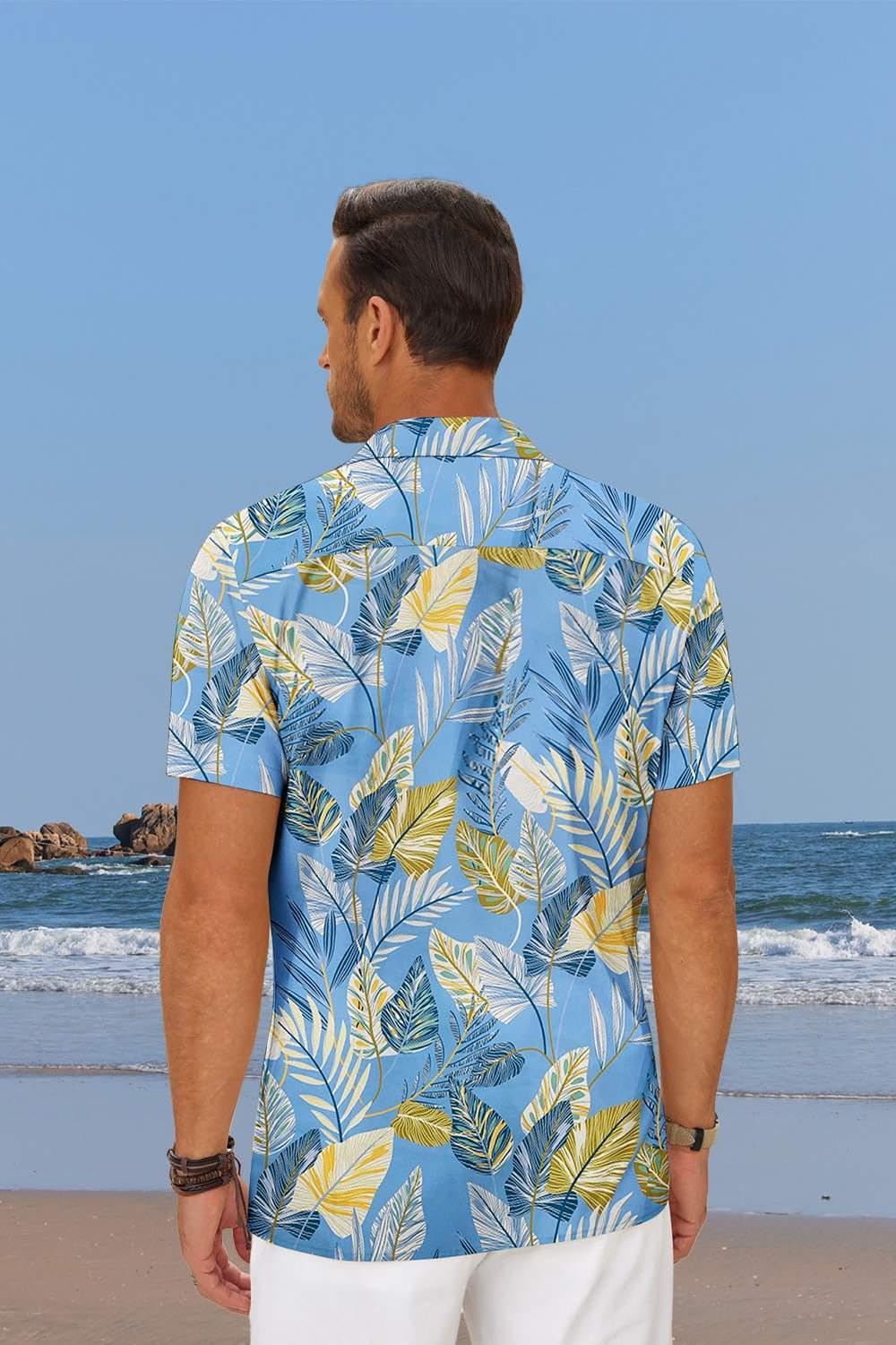 Camisa informal de manga corta con botones para hombre de COOFANDY, ropa de playa de verano de lino