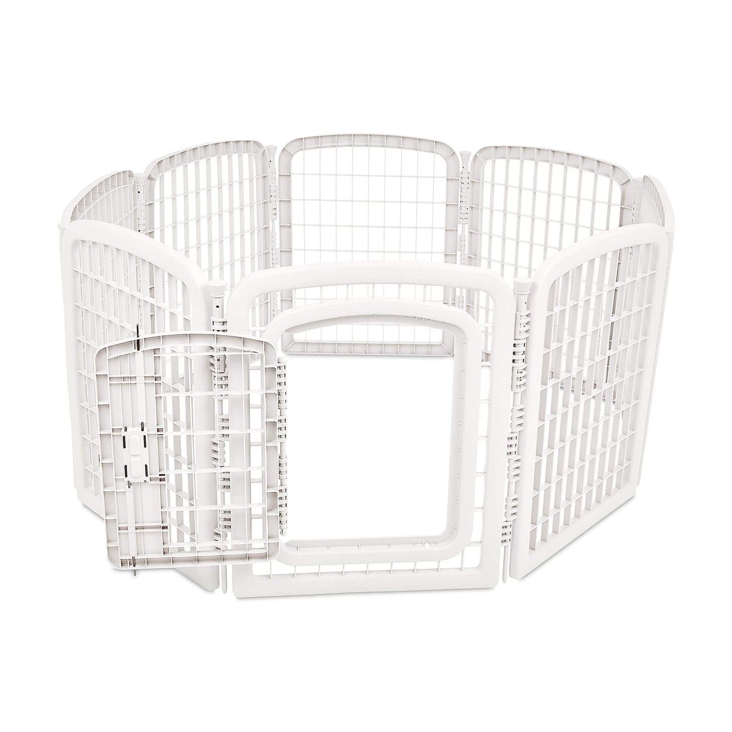 Amazon Basics 8-Panel Octagonal Plastic Pet Pen Fence Enclosure with Gate