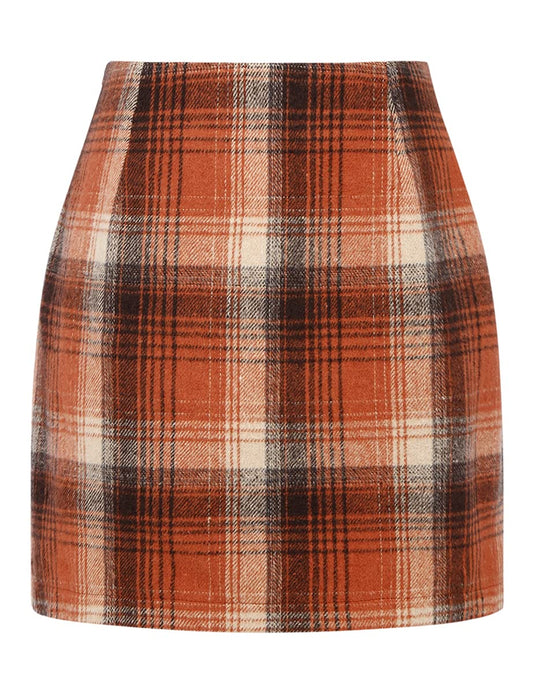 Orange Skirt for Women Trendy 2023 Fall Winter Halloween Skirt Clothes Cute Mini Pencil Plaid Short Skirts(Orange, M)