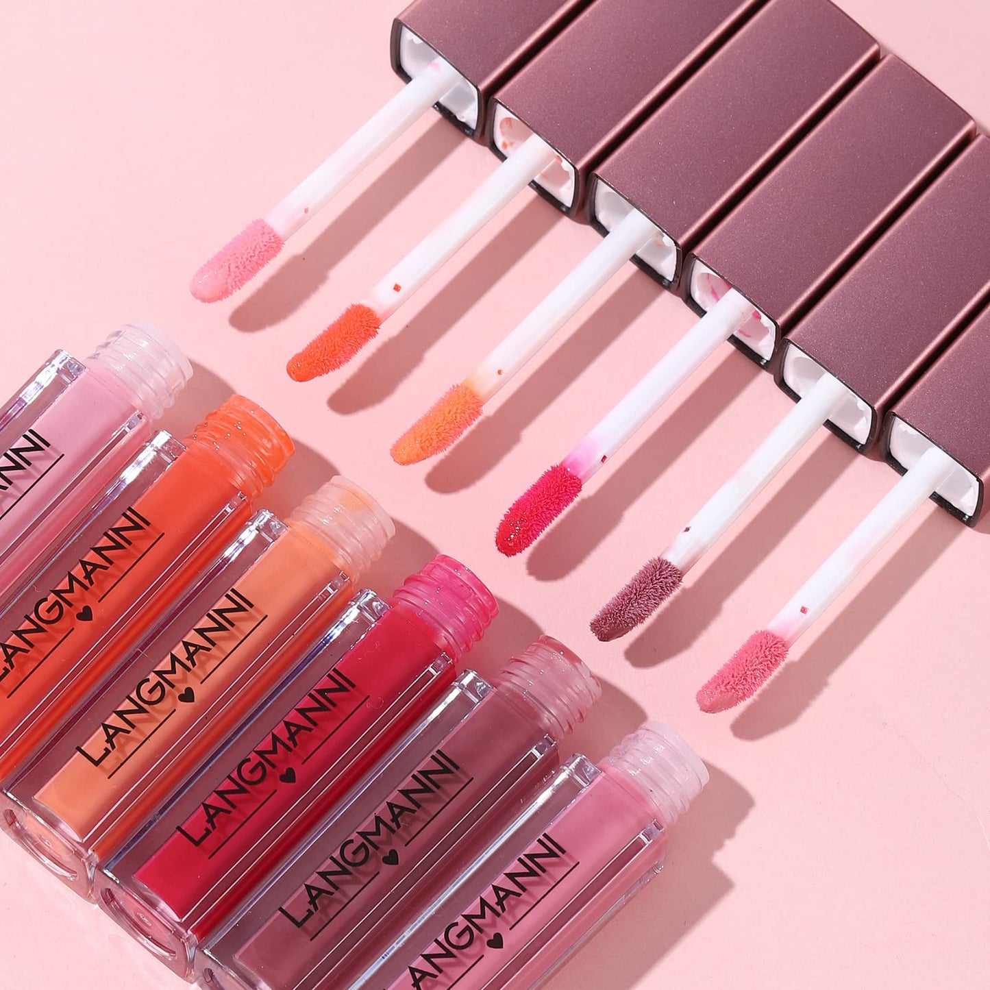 LANGMANNI 12Pcs Lip gloss Collection Makeup Set, Shiny Smooth Soft Liquid Lip Glosses Lip Stain With Rich Varied Colors For Girls And Women Makeup (Glossy-A)