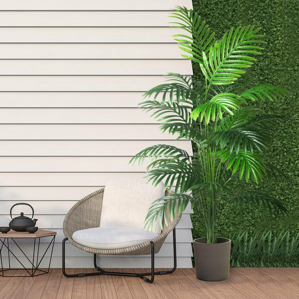 4ft 2pcs Large Artificial Plants Fake Palm Tree Tropical Palm Leaves Faux Palm Plants Tall Tree Indoor Real Touch Plastic Monstera Leaves for Home Garden Outdoor Office Decor (4ft/125cm-2pcs)