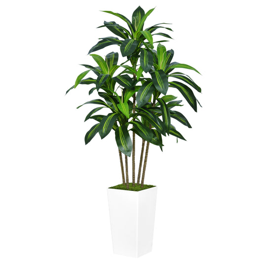 Árbol de dracaena artificial ASTIDY de 5 pies, árbol de imitación con maceta alta blanca, planta de yuca tropical falsa en maceta, árbol de seda artificial para decoración del hogar, la oficina, la sala de estar y el interior