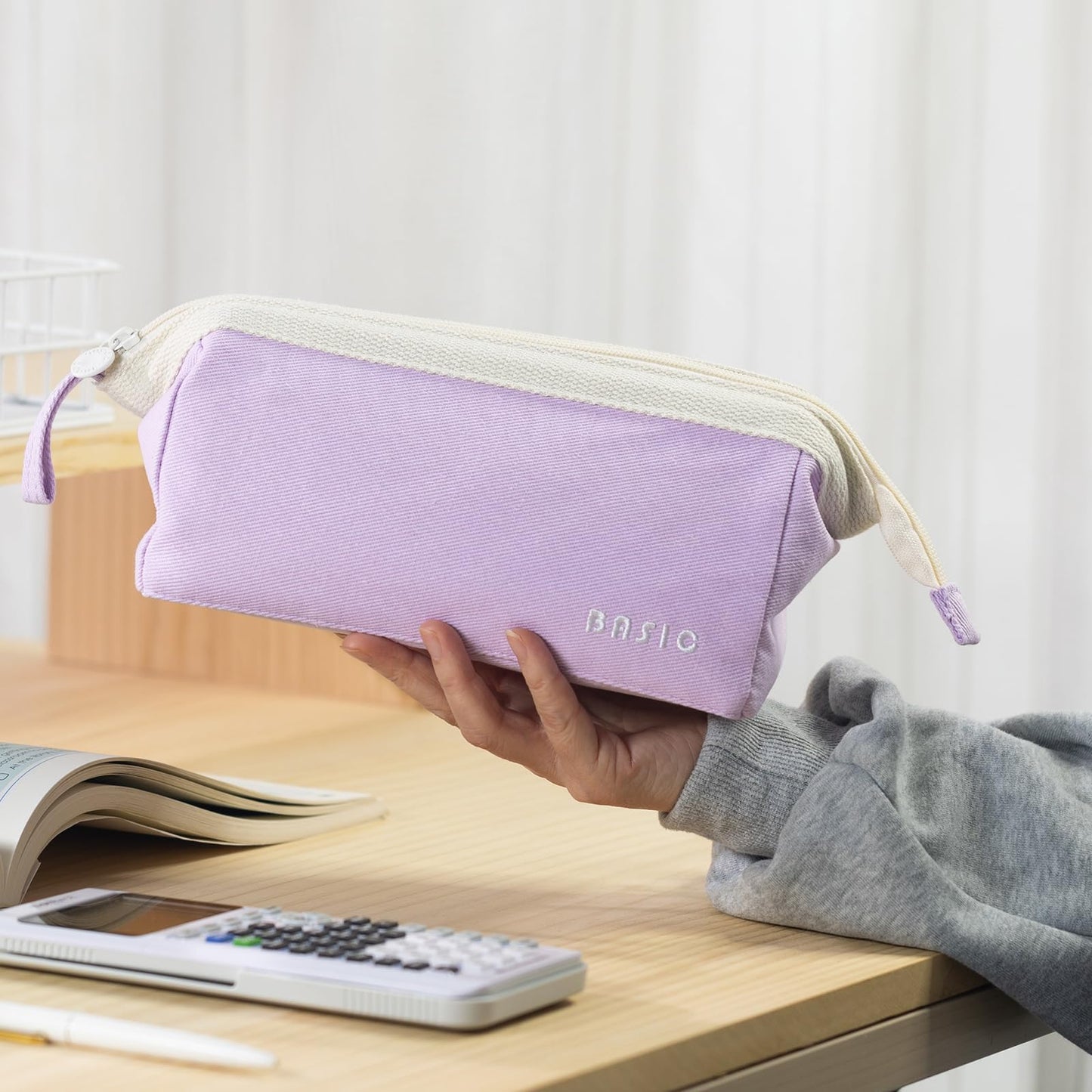 CICIMELON Estuche para lápices de gran capacidad con apertura amplia, estuche portátil para lápices, material escolar para estudiantes, niños y niñas, morado