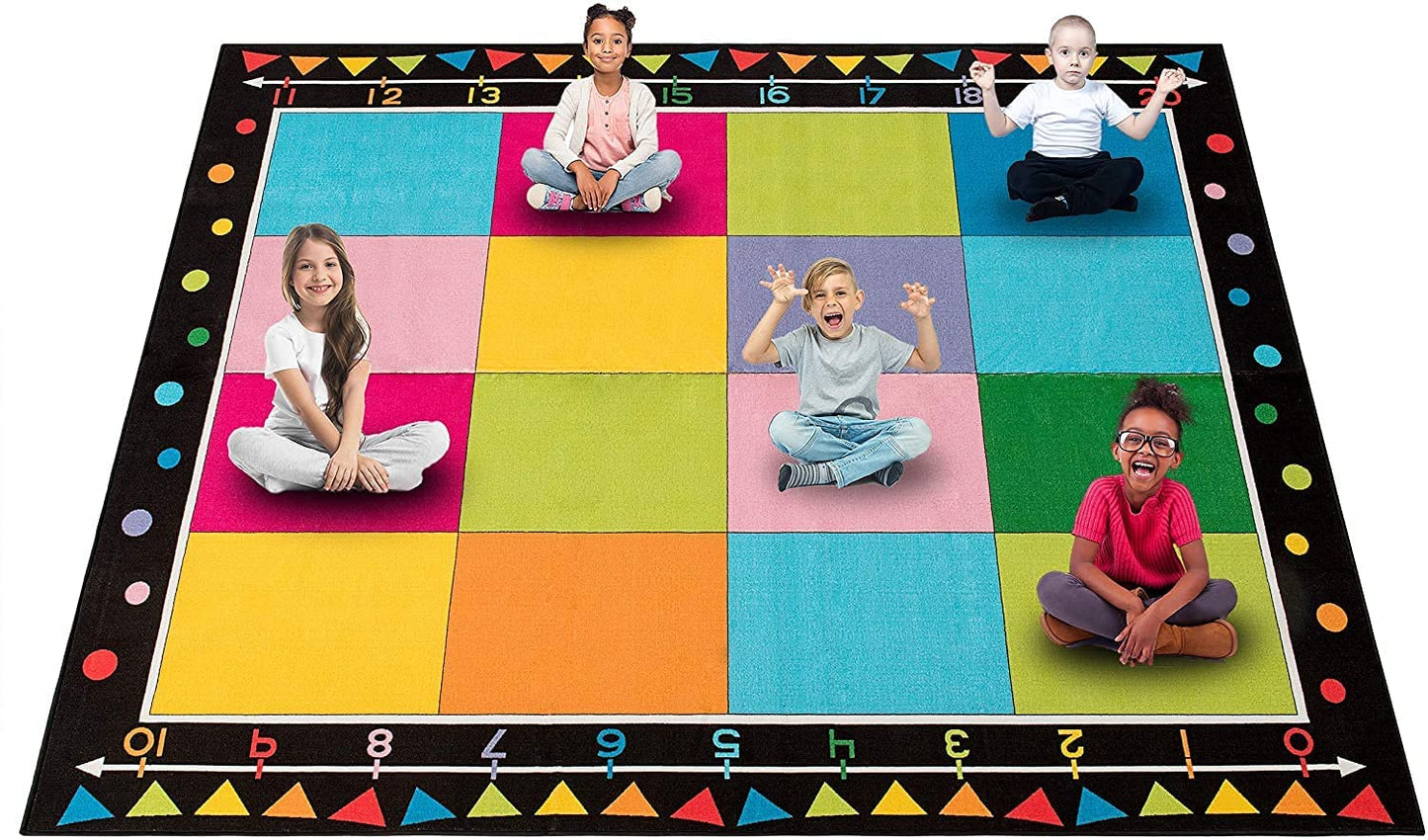 Alfombra para aula Booooom Jackson, alfombra para aula infantil de 8'5" x 6'5", alfombra para niños con respaldo antideslizante, alfombra educativa para aula infantil de primaria