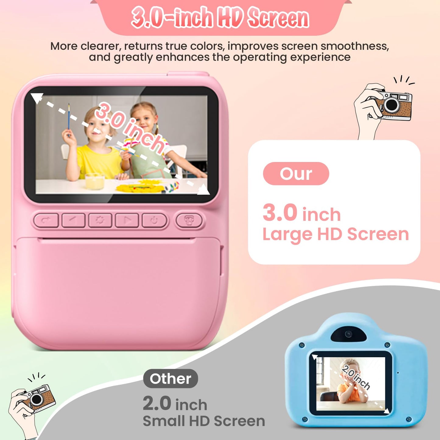 ***Instant Print Camera for Kids, 3.0" HD 32MP Kids Camera 1080P Digital Camera with 3 Rolls of Printer Paper, Toddler Camera Birthday Gifts Toy for 3-12 Year Old Girls Boys with 32GB SD Card-Pink