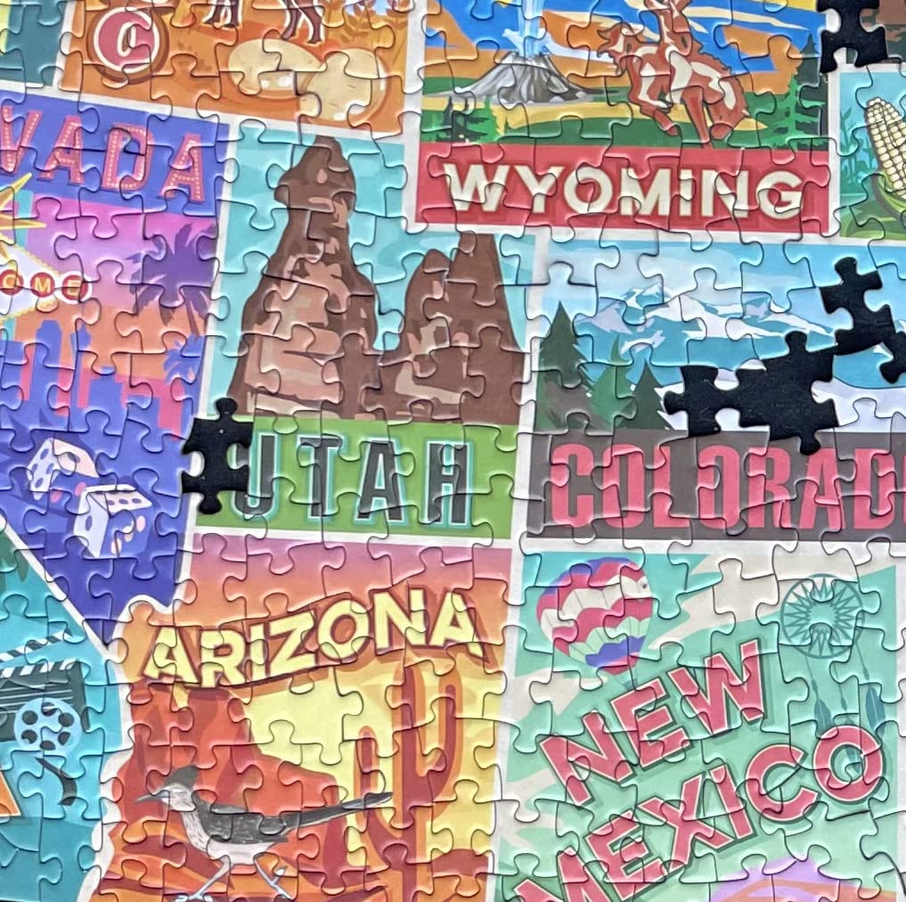 TDC Games US Map Puzzle Great American Roadtrip with Individual States, 1000 Piece Jigsaw Puzzle for Kids and Adults, Large America Shaped Educational Puzzle, Challenging Puzzle Map of USA