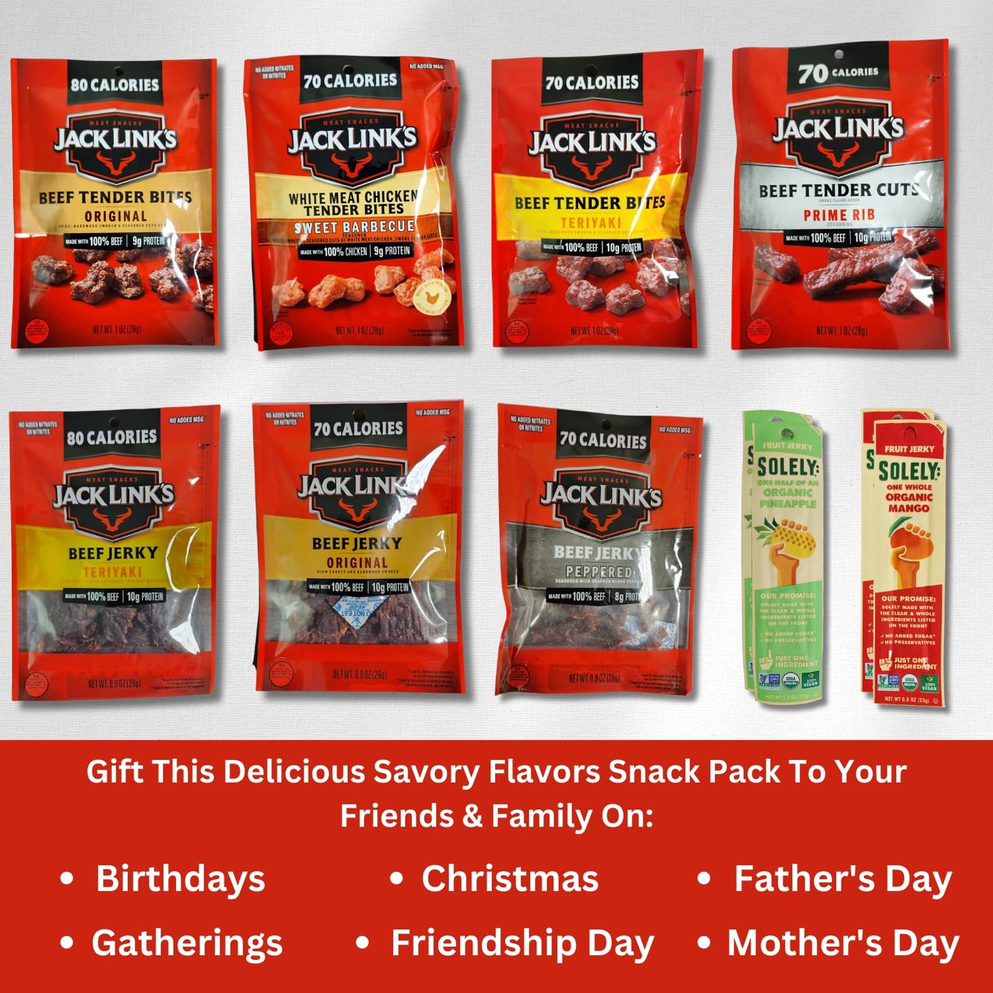 SNACK MALL - Jerky variety pack - Birthday Gift for Men, Meat and Fruit Jerky (Pack of 18)