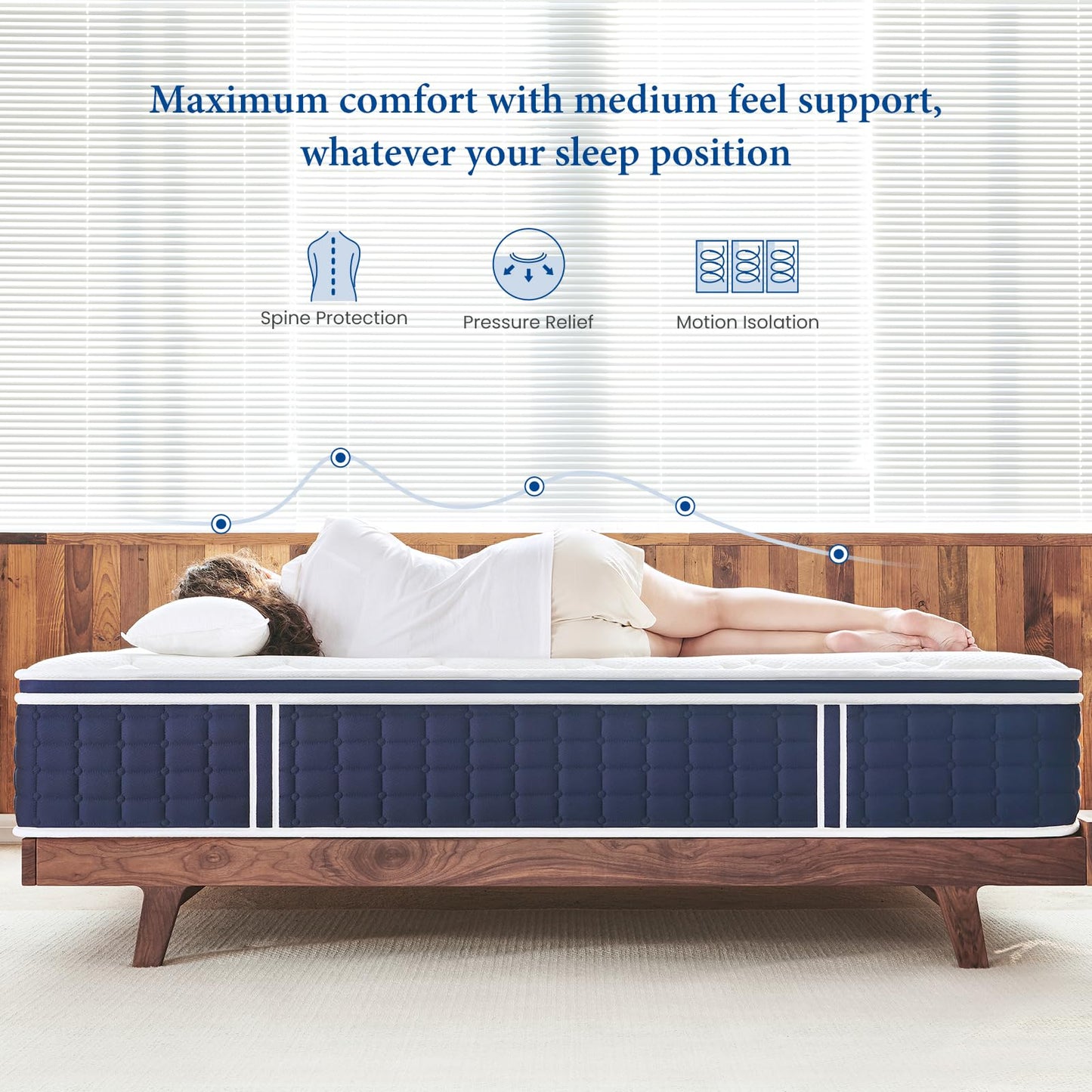 Coolvie Twin Mattress 12 Inch, Medium Feel Twin Size Mattresses in a Box, Hybrid Individual Pocket Springs with Memory Foam