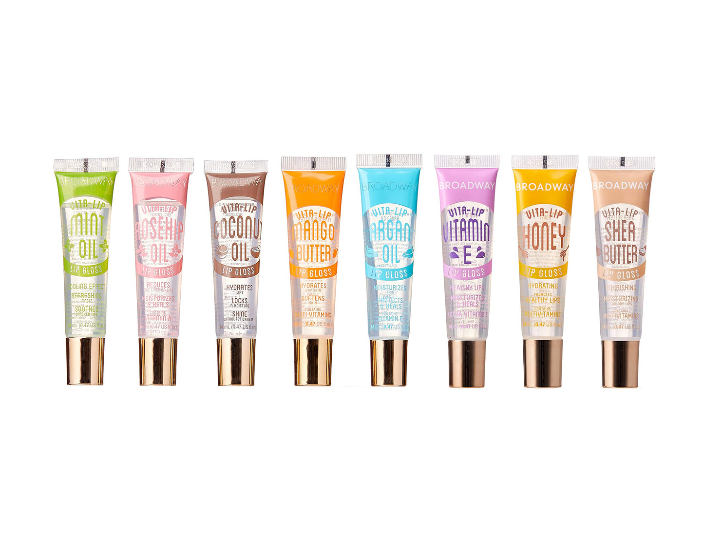 Ruby Kisses Broadway Vita-Lip Clear Lip Gloss - Moisturizing, Hydrating, Nourishing with Mint, Rosehip, Coconut, Mango, Argan, Honey & Shea