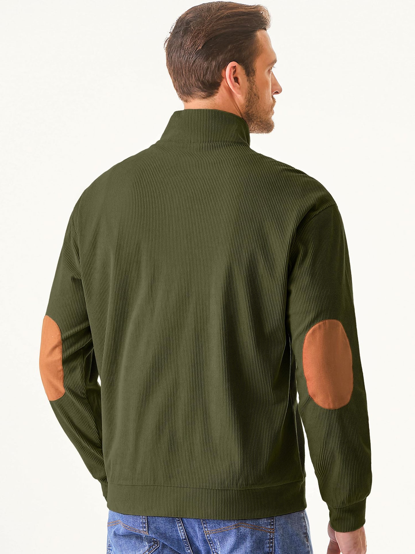 JMIERR Sweatshirts for Men Long Sleeve 1/4 Button Corduroy Collared Pullovers Sweaters Fall Fashion Clothing with Pockets, 2XL, Jungle Green