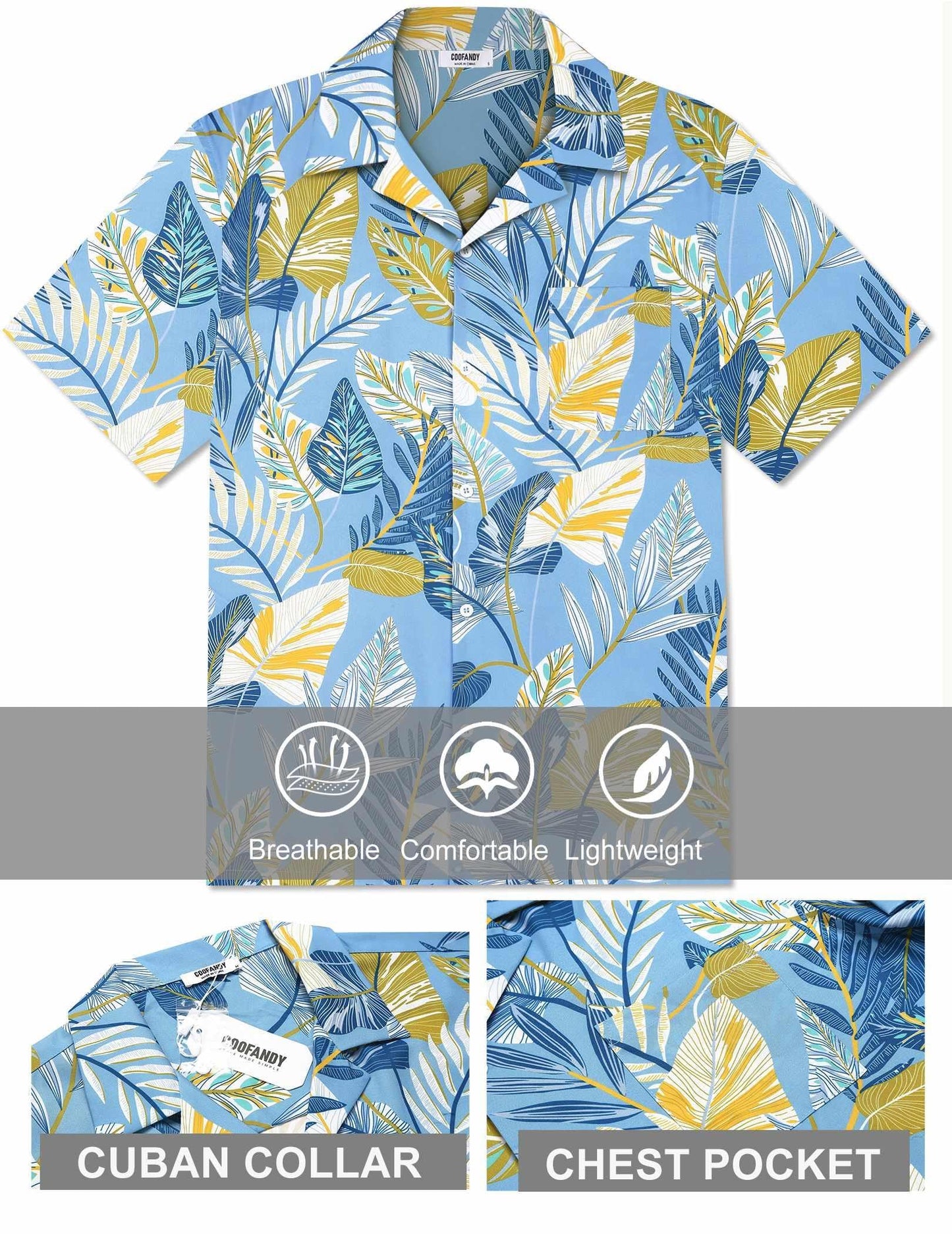 Camisa informal de manga corta con botones para hombre de COOFANDY, ropa de playa de verano de lino