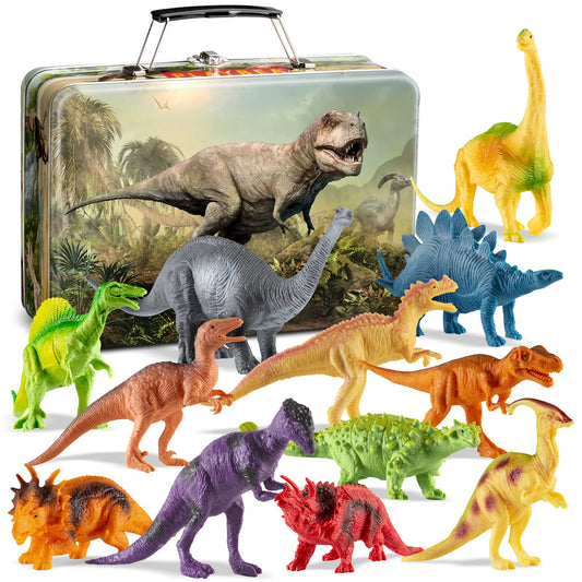 PLAYVIBE Dinosaur Toys for Kids 3-5 – 12 Realistic Small Dinosaur Figures with Storage Box – Dinosaur Toys for Kids 5-7 – Toddler Boy Dino Toys