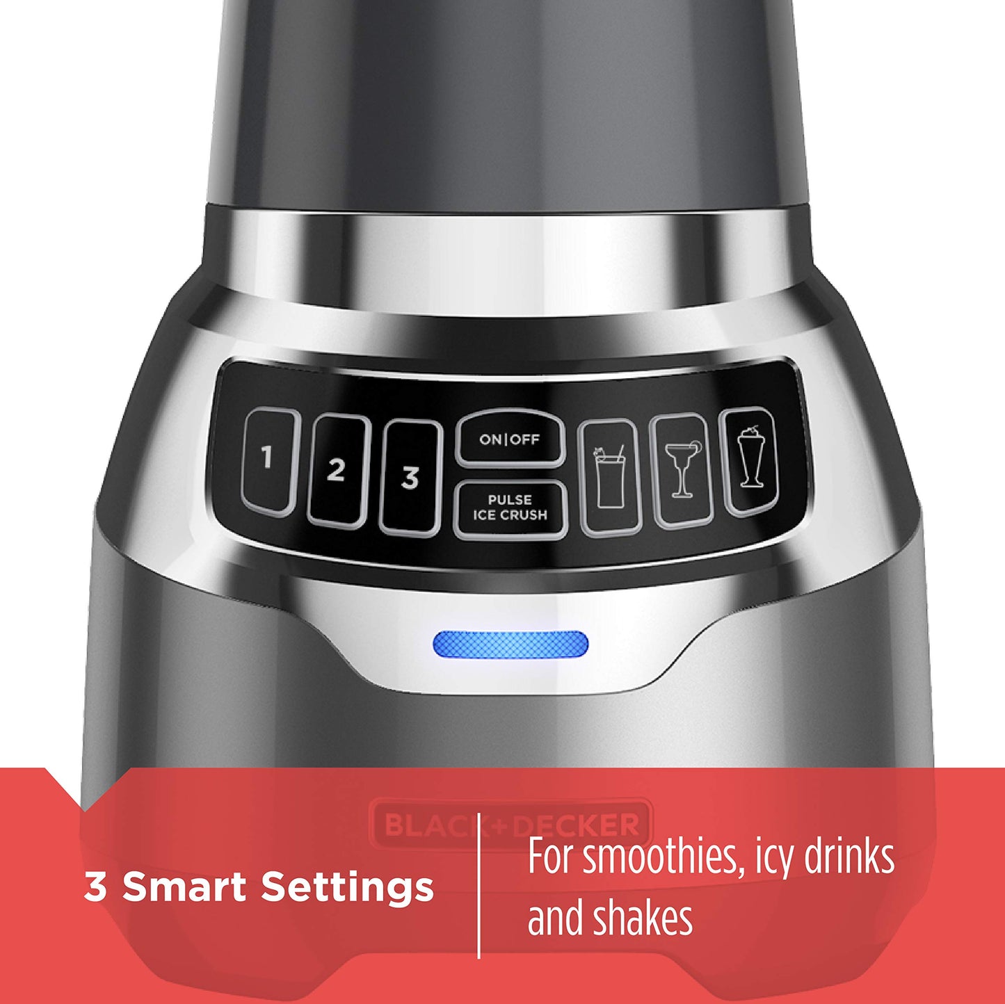 BLACK+DECKER PowerCrush Digital Blender with Quiet Technology, Stainless Steel, BL1300DG-T