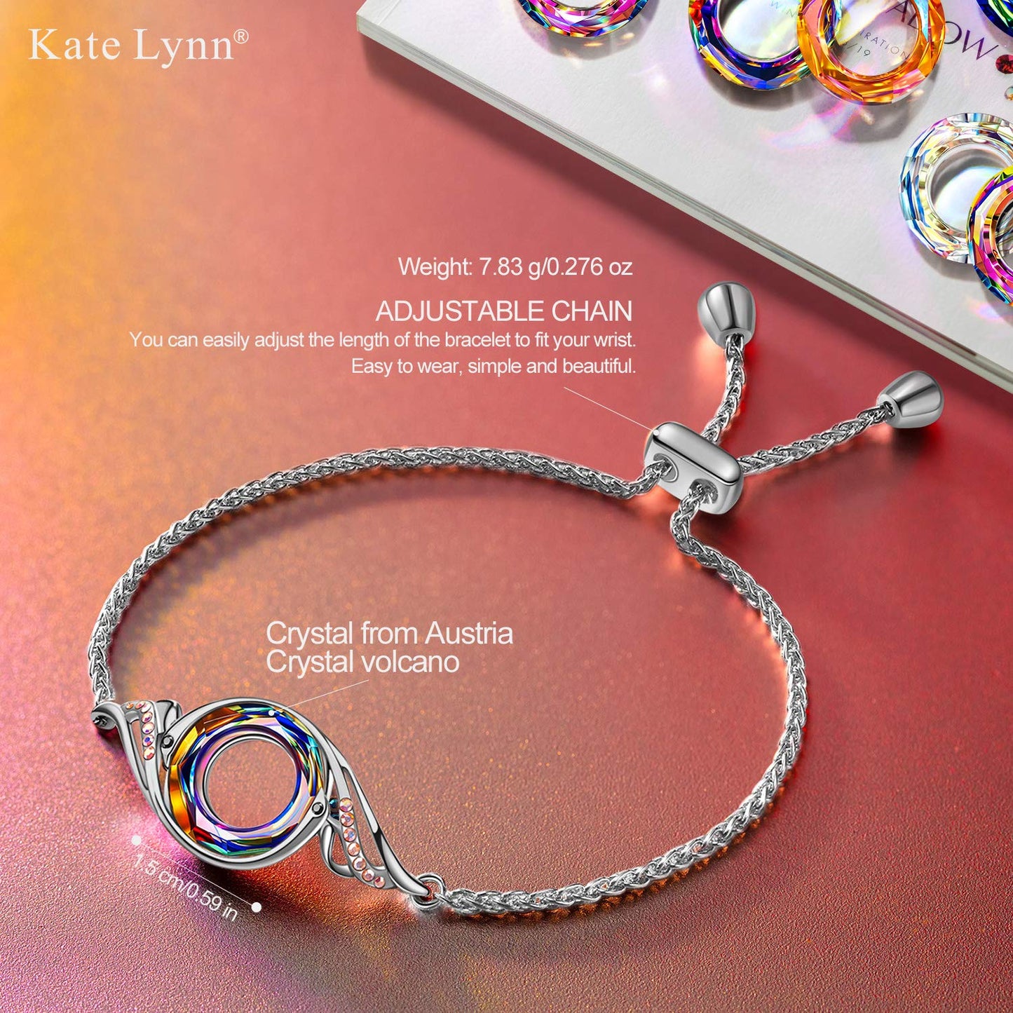 Pulseras de cristal Phoenix de Kate Lynn para mujer, regalos de cumpleaños para mujer, pulsera de la suerte para niña, joyería única para mujer, esposa, novia, mamá, abuela, hija, mejor amiga