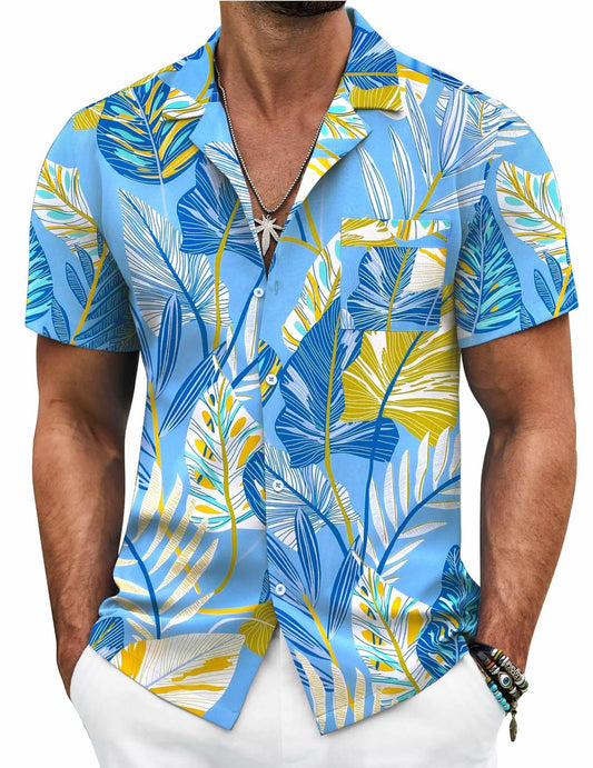 Camisa informal de manga corta con botones para hombre de COOFANDY, ropa de playa de verano de lino