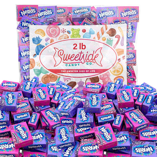 Paquete de 2 libras de caramelos Nerds a granel: minicajas Nerds de caramelos duros de uva y fresa, Nerds a granel, minicajas Nerds de caramelos: deliciosos caramelos envueltos individualmente para Pascua, niños y fiestas de oficina