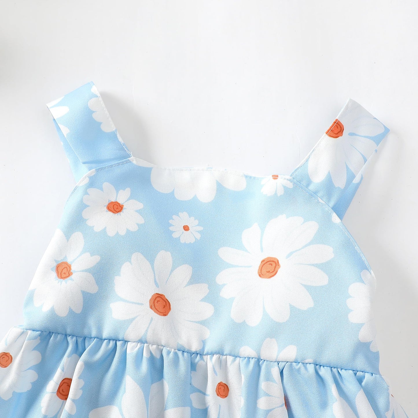 Vestido de verano para niña, ropa para bebé de 1 año, estilo bohemio, sin mangas, con cuello halter, vestido de verano con margaritas azules, ropa para niña de 12 a 18 meses