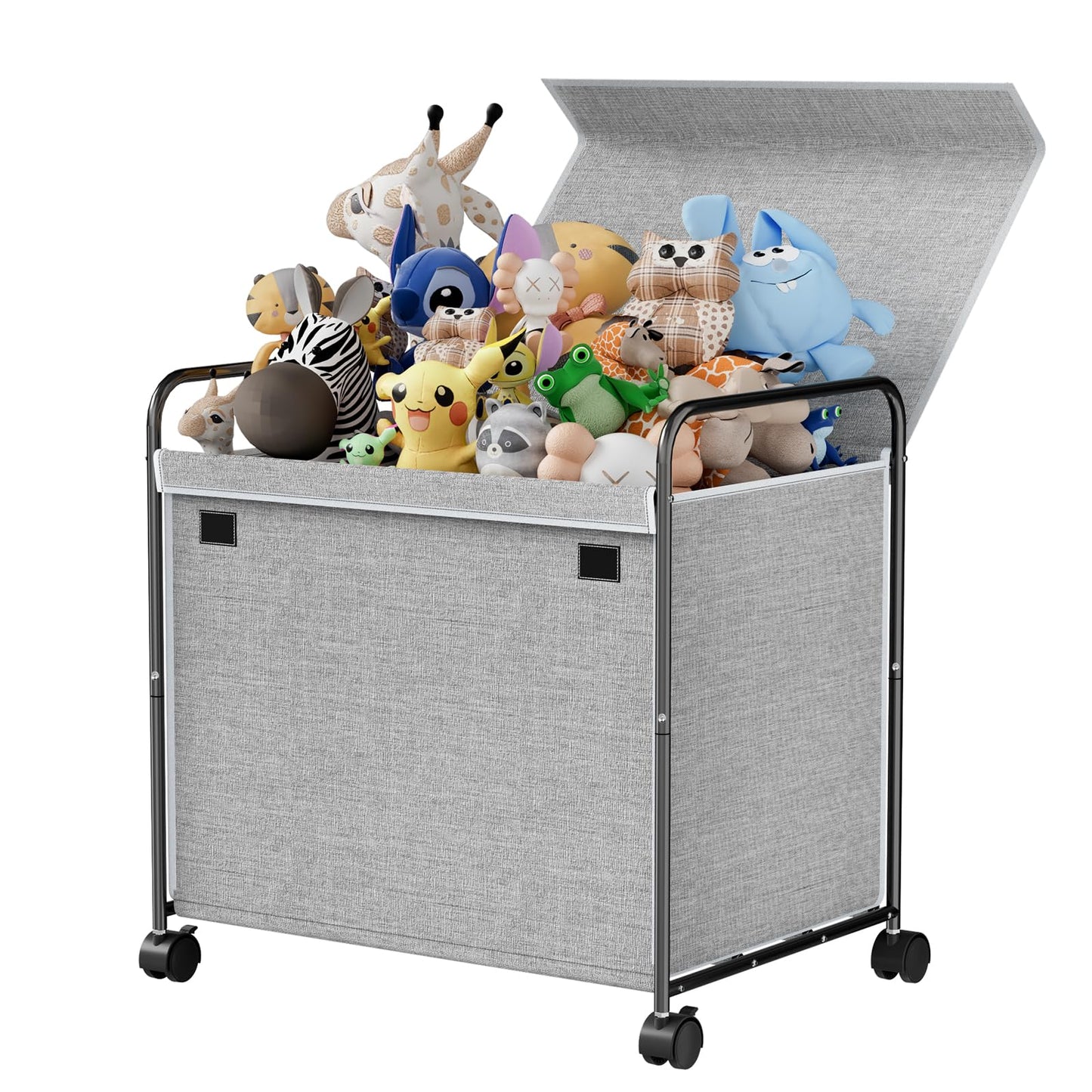 Aratan Kids Toy Box,117L Large Capacity Toy Chest Box with 360°Wheels, Toy Storage Organizer Box with Lid,Toy Bin for Kids Girls Boys, Clothes,Playroom, Nursery,Bedroom, Living Room (Gray).