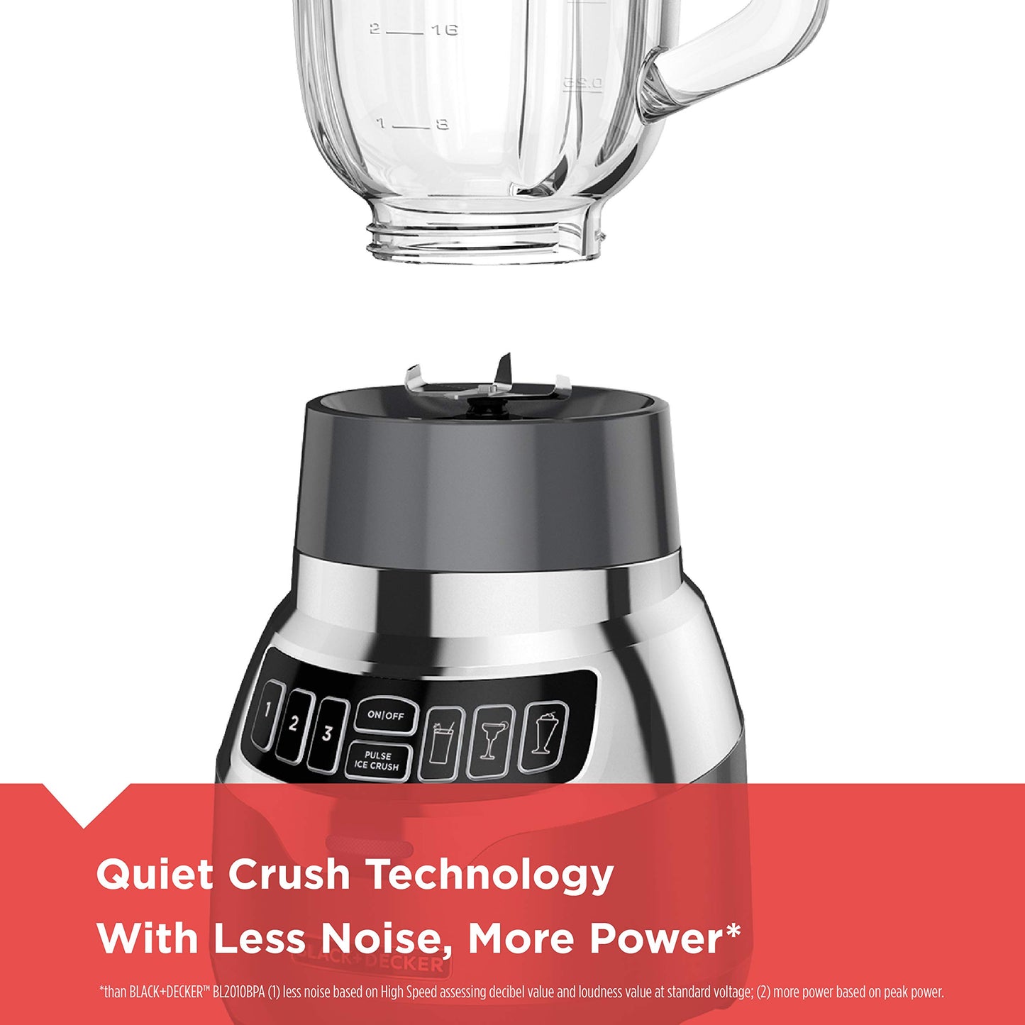 BLACK+DECKER PowerCrush Digital Blender with Quiet Technology, Stainless Steel, BL1300DG-T