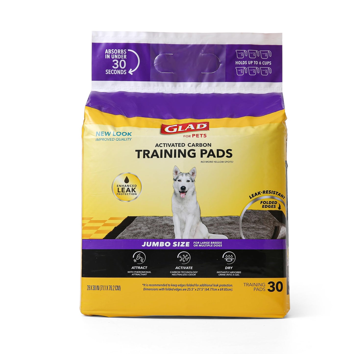 Almohadillas de carbón para cachorros Glad for Pets de tamaño gigante | Almohadillas de entrenamiento negras que ABSORBEN y neutralizan la orina al instante