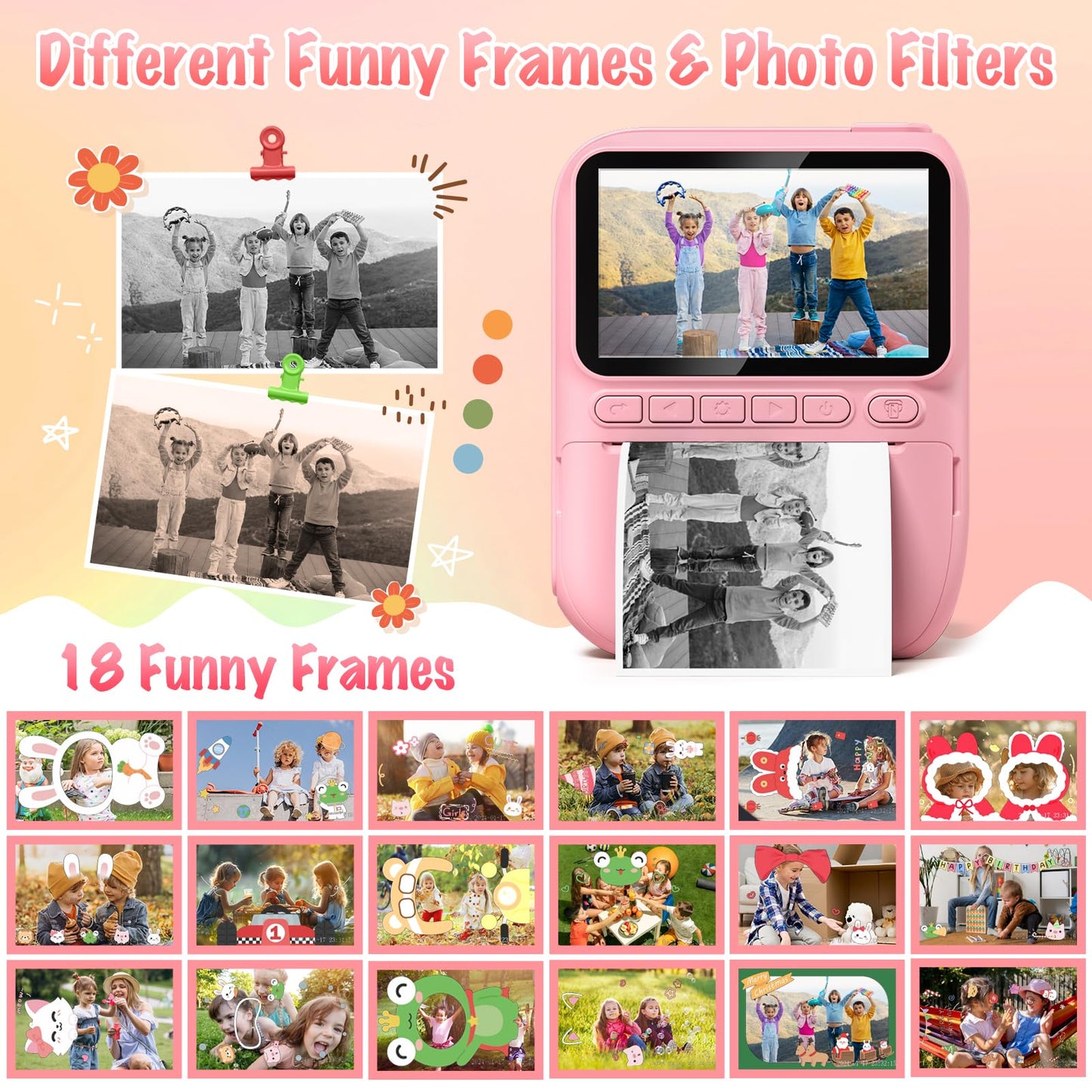 ***Instant Print Camera for Kids, 3.0" HD 32MP Kids Camera 1080P Digital Camera with 3 Rolls of Printer Paper, Toddler Camera Birthday Gifts Toy for 3-12 Year Old Girls Boys with 32GB SD Card-Pink