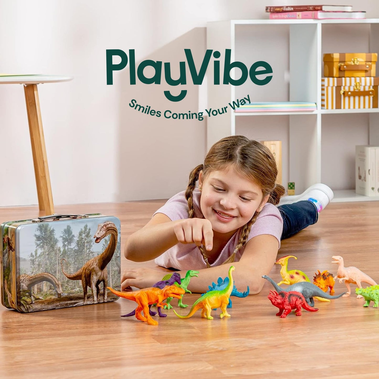 PLAYVIBE Dinosaur Toys for Kids 3-5 – 12 Realistic Small Dinosaur Figures with Storage Box – Dinosaur Toys for Kids 5-7 – Toddler Boy Dino Toys