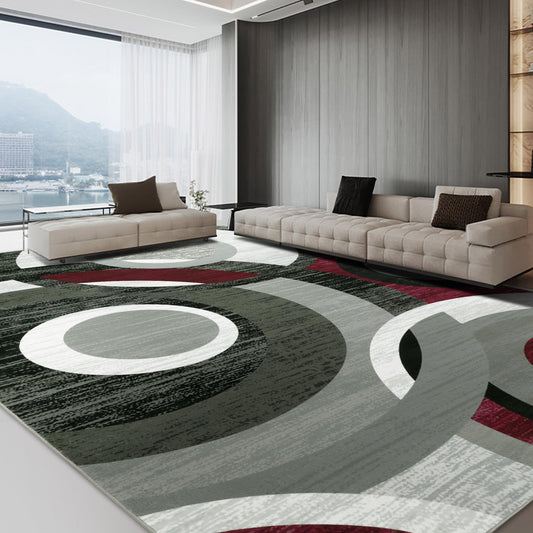 HOMBYS 10X14ft Abstract Circles Area Rug for Living Room Bedroom, Large Modern Floor Carpet for Indoor Office Dining Room High Traffic Areas, Contemporary Home Deco, Machine Washable