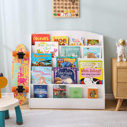 Estantería infantil TOETOL, estantería para niños pequeños, estantería de exhibición de libros blancos para aulas, dormitorios infantiles